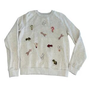 Stella McCartney Women's Embellished Arrow Sweatshirt Crew Neck Gray Size 42/6